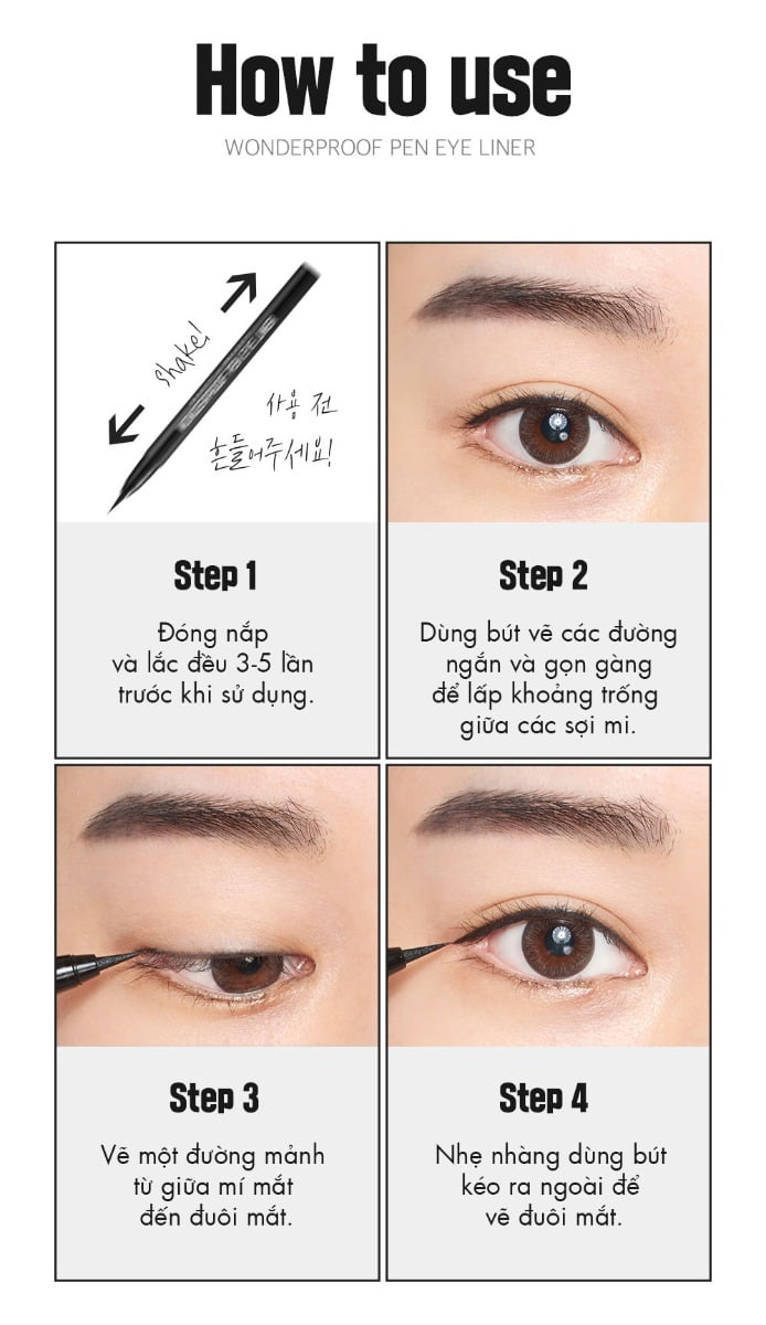 Hướng dẫn cách dùng eyeliner chống nước nhà BOM