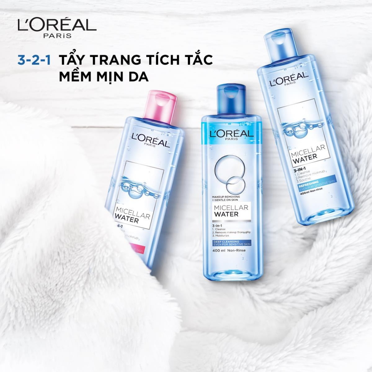 Nước tẩy trang L'Oréal Paris 3 in 1 Micellar Water