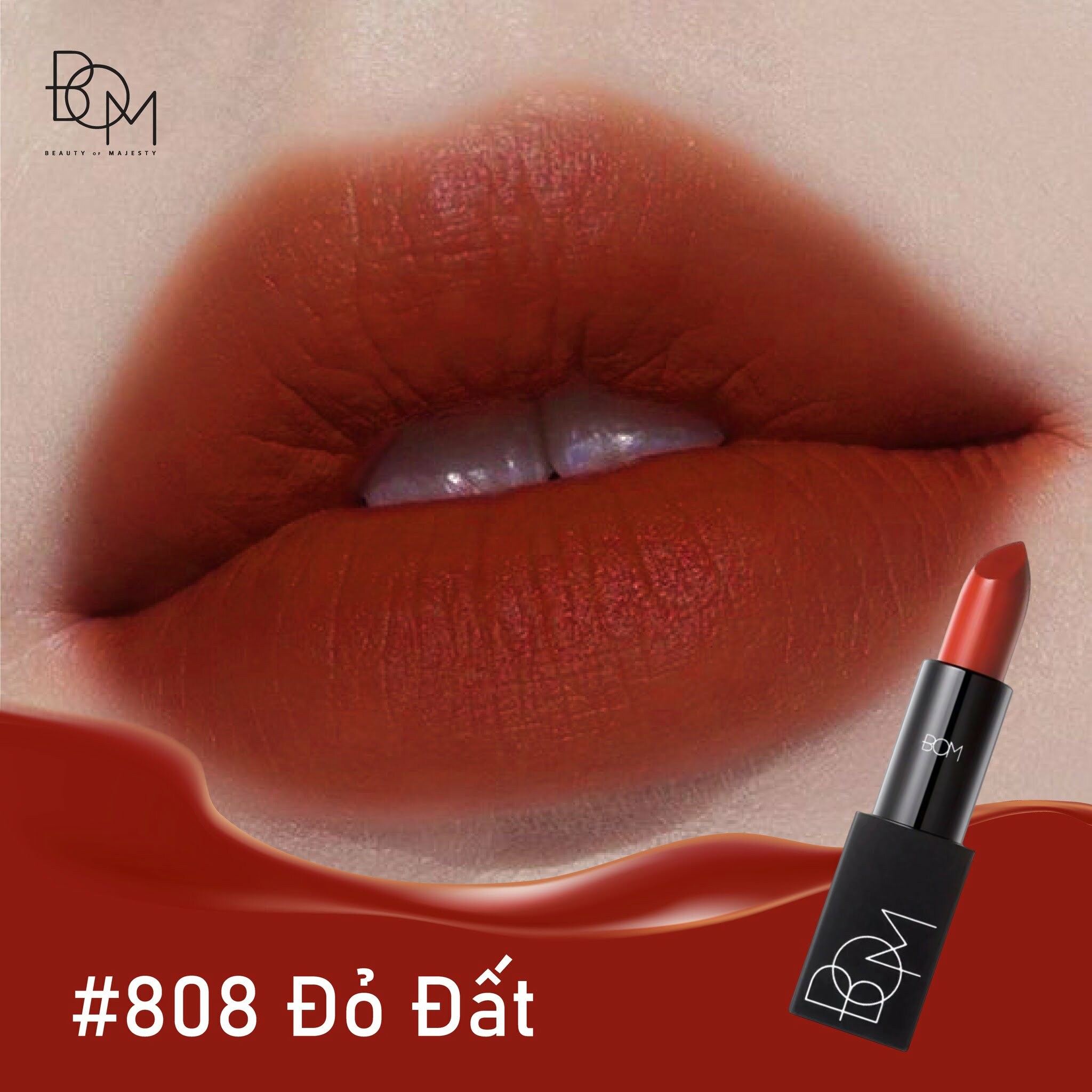 Màu đỏ đất của B.O.M My Lipstick cực kỳ thu hút