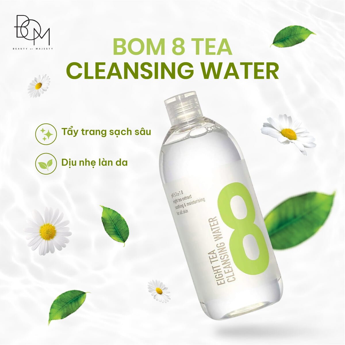 Nước tẩy trang B.O.M giúp làm sạch sâu da hiệu quả